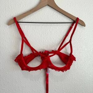 Savage X Fenty Women's Medium Adam Selman Valentine's Day Bra Red Lingerie